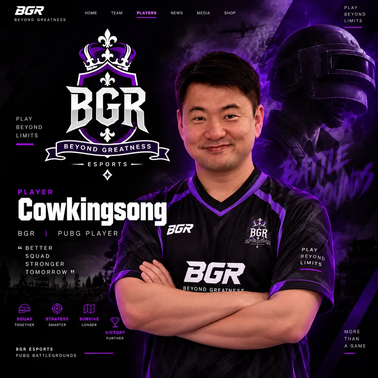 BGR player with arms crossed: Cowkingsong